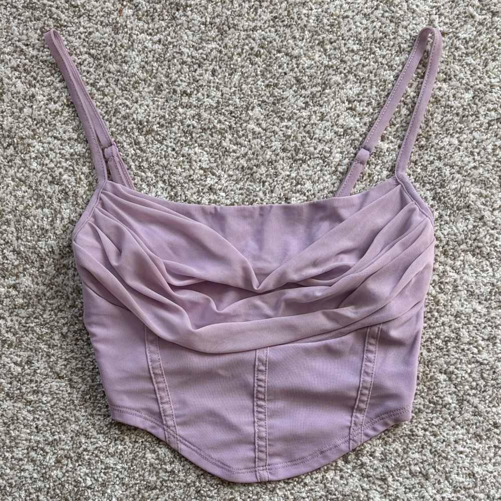 Draped Cowl Neck Cropped Tank Top - Mauve